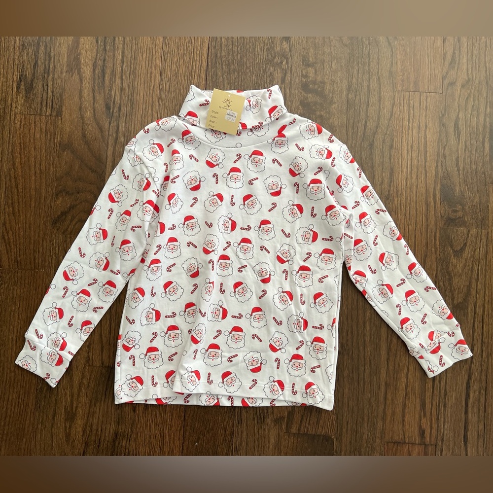 Kids Long Sleeve Santa Print Shirt